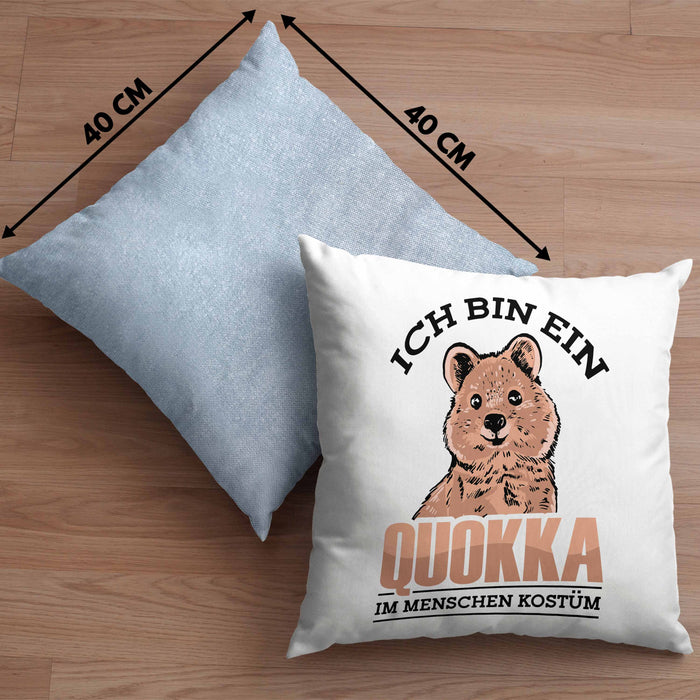 Lustige Kissen mit Füllung 40x40 Quokka-Motiv Geschenk für Quokka Liebhaber Menschen Kostüm (Grau) Blau Trendation