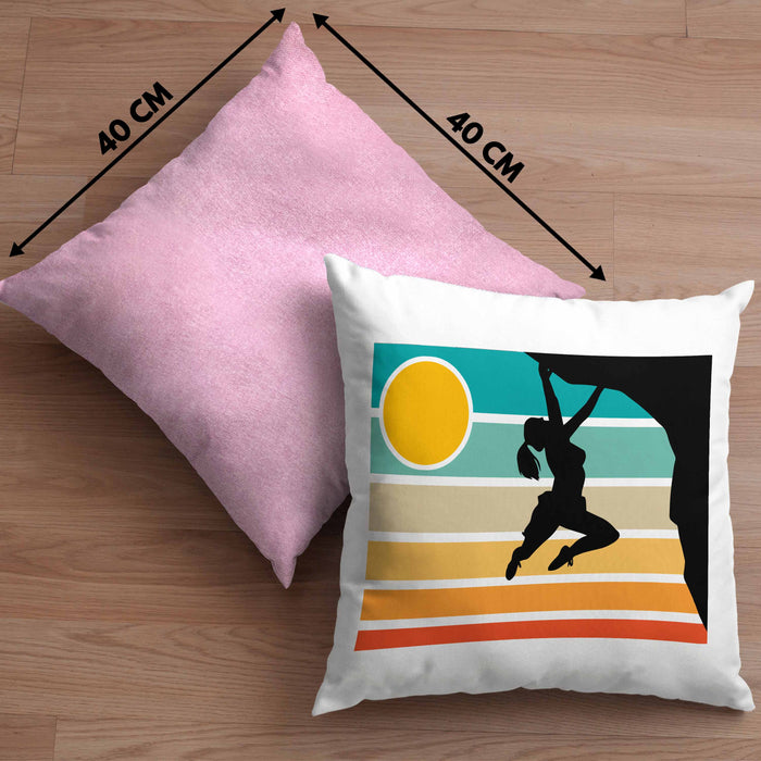 Vintage Kletter-Kissen mit Füllung 40x40 als Geschenk für Bouldersport-Fans (Grau) Rosa Trendation
