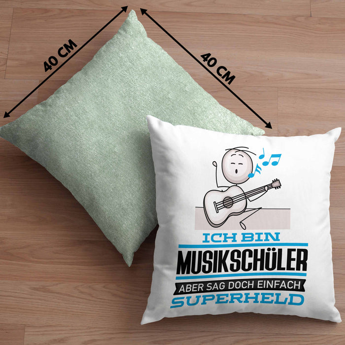 Musikschüler Geschenk Kissen mit Füllung 40x40 Ich Bin Musikschüler Aber Sag Doch Einfach Superheld Lustige Geschenkdiee für Musikschüler (Grau) Grün Trendation