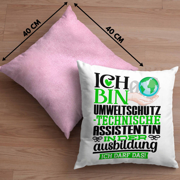 Umweltschutztechnische Assistentin Ausbildung Start Geschenk Kissen mit Füllung 40x40 Ich Bin Umweltschutztechnische Assistentin In Der Ausbildung Ich Darf Das Geschenkidee (Grau) Rosa Trendation