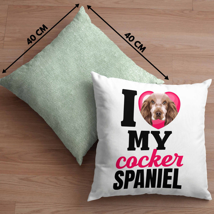 Cocker Spaniel Besitzerin Kissen mit Füllung 40x40 Geschenk Lustiger Spruch Geschenkidee I Love My Cocker Spaniel (Grau) Grün Trendation