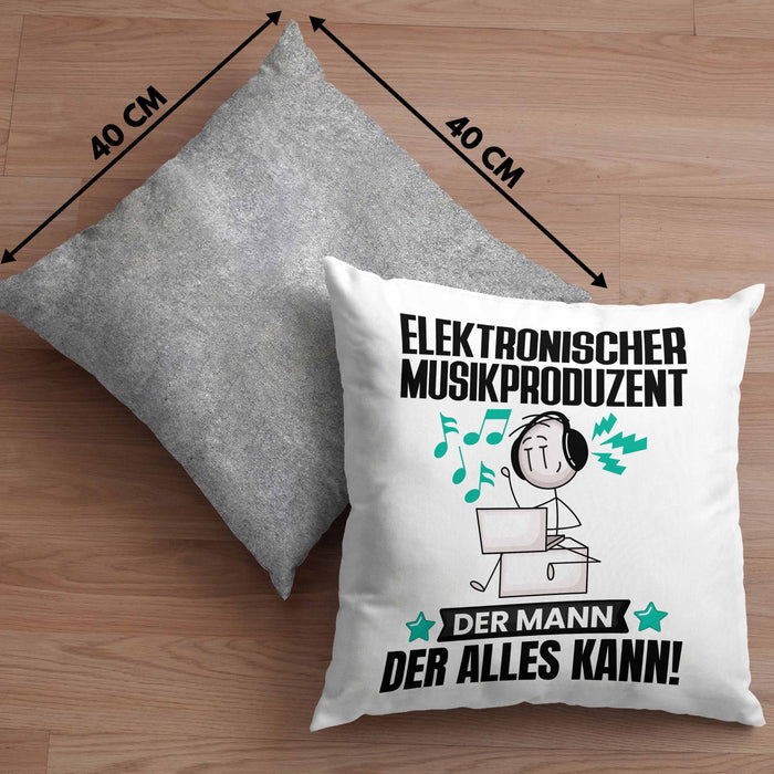 ElektronischerMusikproduzent Kissen mit Füllung 40x40 Geschenk für ElektronischerMusikproduzent Der Mann Der Alles Kann Geschenkidee zum Geburtstag (Grau) Grau Trendation