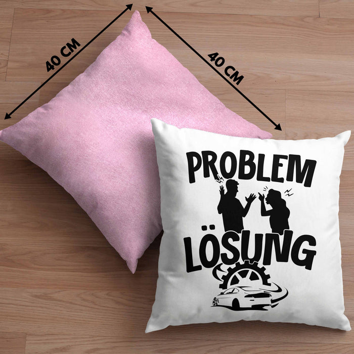 Auto Liebhaber Kissen mit Füllung 40x40 Geschenk für Driften Männer Geschenkidee Problem und Lösung Drifter (Grau) Rosa Trendation