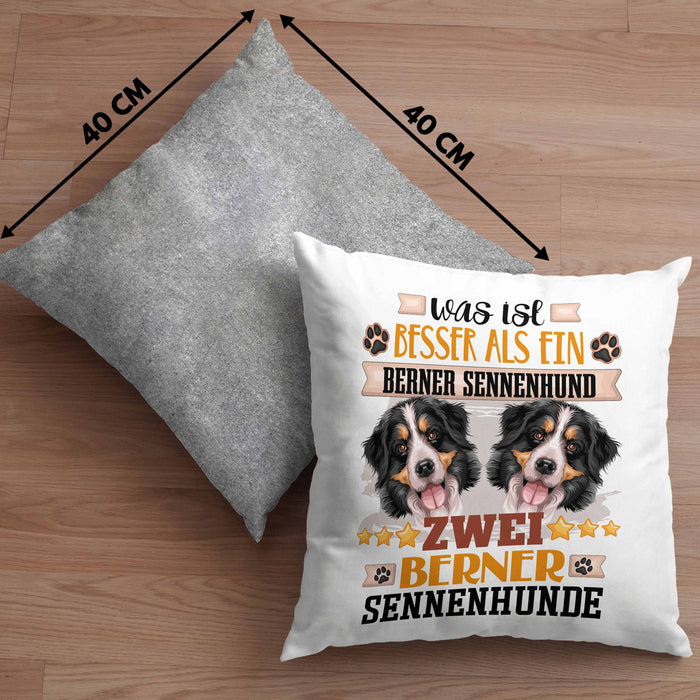 Berner Sennenhund Besitzer Kissen mit Füllung 40x40 Geschenk Lustiger Spruch Geschenkidee Was Ist Besser Als Ein Berner Sennenhund (Grau) Grau Trendation
