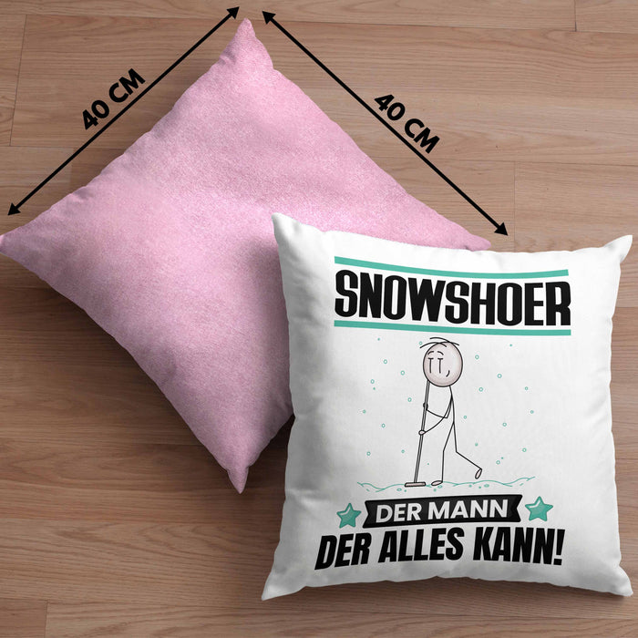 Snowshoer Kissen mit Füllung 40x40 Geschenk für Snowshoer Der Mann Der Alles Kann Geschenkidee zum Geburtstag (Grau) Rosa Trendation