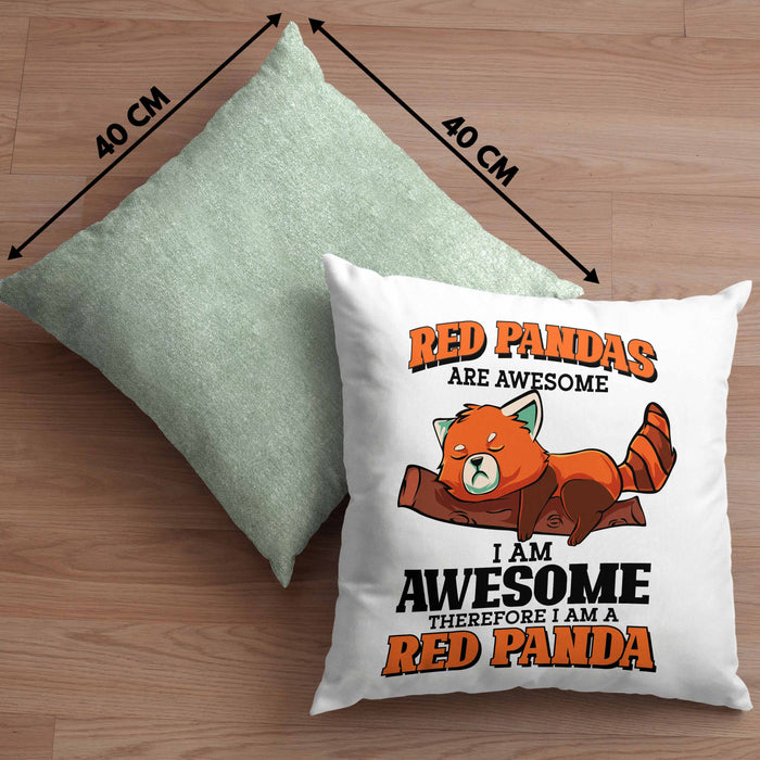 Lustige Roter Panda Kissen mit Füllung 40x40 Spruch Geschenk für Panda-Liebhaber (Grau) Grün Trendation