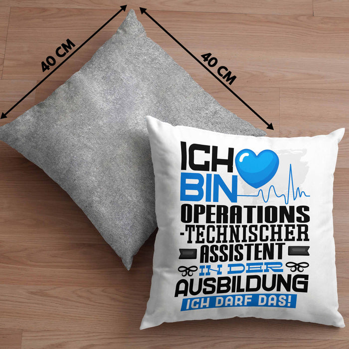 Operationstechnischer Assistent Ausbildung Kissen mit Füllung 40x40 Geschenk Ich Bin Operationstechnischer Assistent In Der Ausbildung Ich Darf Das Geschenkidee Spruch (Grau) Grau Trendation
