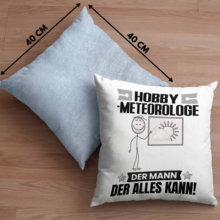 Hobbymeteorologe Kissen mit Füllung 40x40 Geschenk für Hobbymeteorologe Der Mann Der Alles Kann Geschenkidee zum Geburtstag (Grau) Blau Trendation