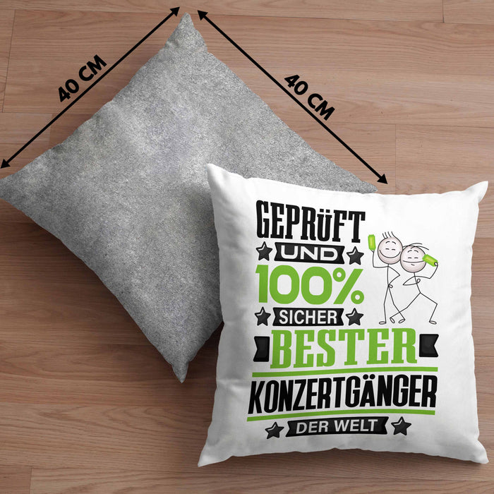 Konzertgänger Geschenk Lustiger Spruch für Konzertgänger Geschenkidee Bester Konzertgänger Der WeltKissen mit Füllung 40x40 (Grau) Grau Trendation