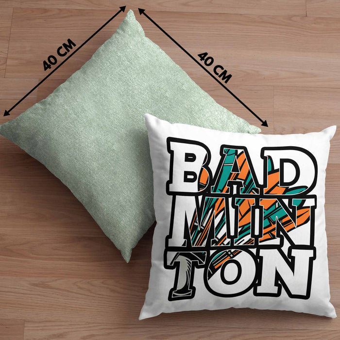 Badminton-Kissen mit Füllung 40x40 Geschenk für Badminton-Spieler Badminton-Trainer (Grau) Grün Trendation