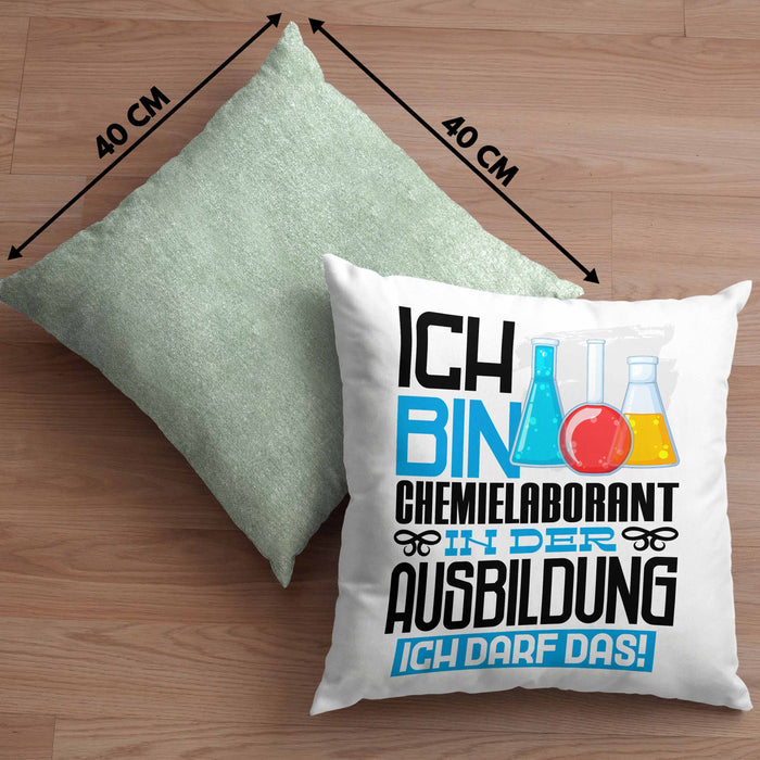 Chemielaborant Ausbildung Kissen mit Füllung 40x40 Geschenk Ich Bin Chemielaborant In Der Ausbildung Ich Darf Das Geschenkidee Spruch (Grau) Grün Trendation