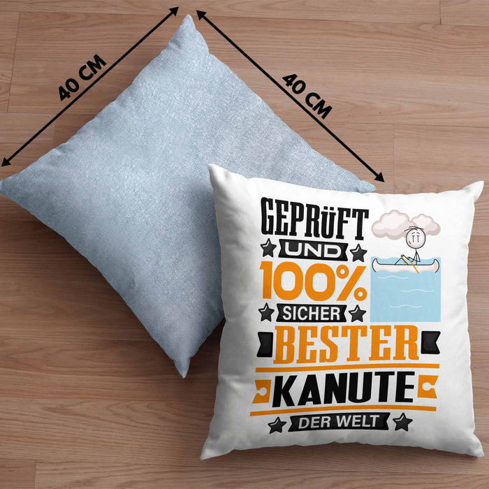 Kanute Geschenk Lustiger Spruch für Kanute Geschenkidee Bester Kanute Der WeltKissen mit Füllung 40x40 (Grau) Blau Trendation