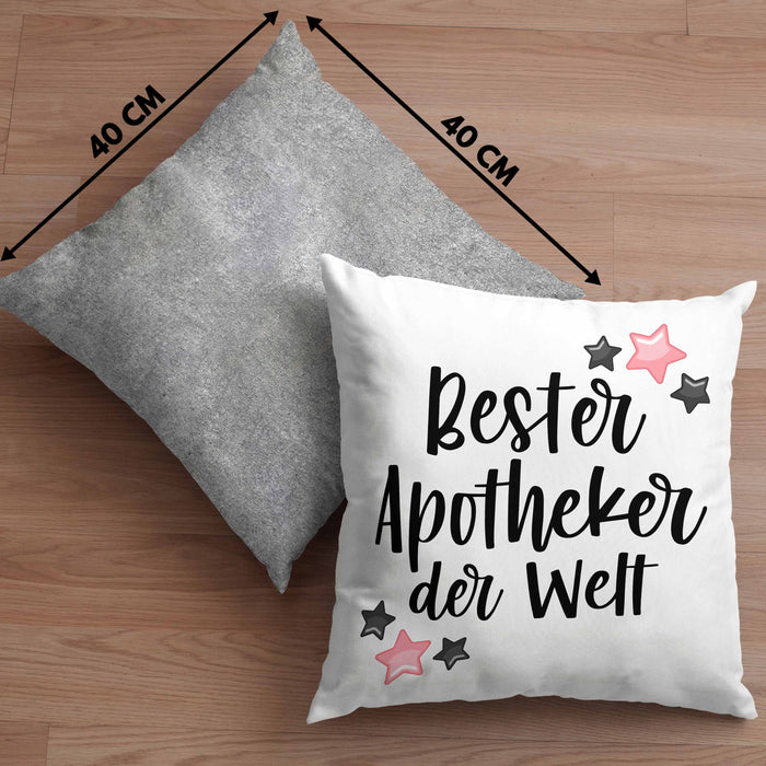 Apotheker Geschenk Kissen mit Füllung 40x40 Bester Apotheker Pharmazeut Arzneikundiger (Grau) Grau Trendation