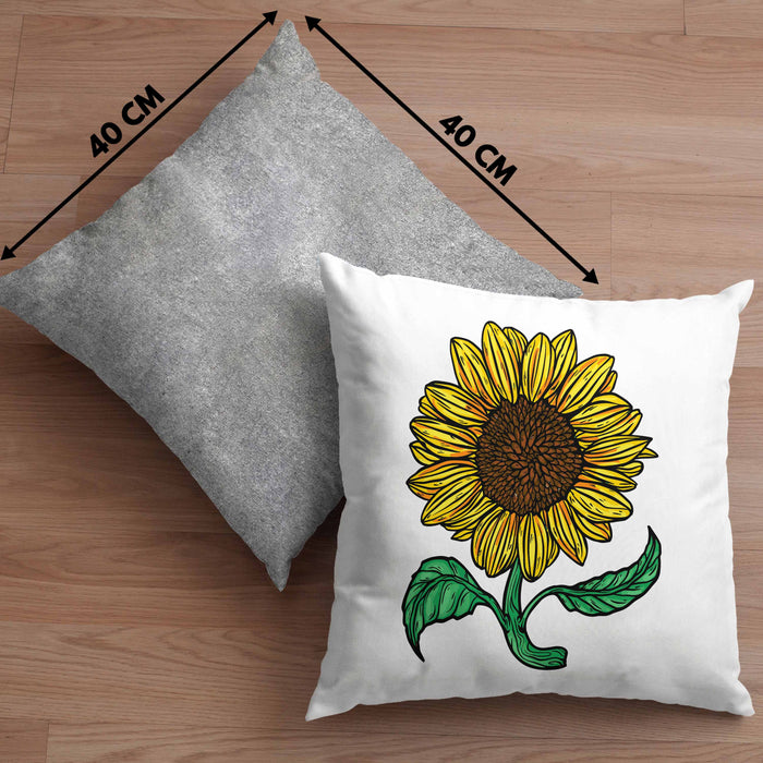 Lustige Sonnenblume Kissen mit Füllung 40x40 Geschenk für Sonnenblumenliebhaber (Grau) Grau Trendation