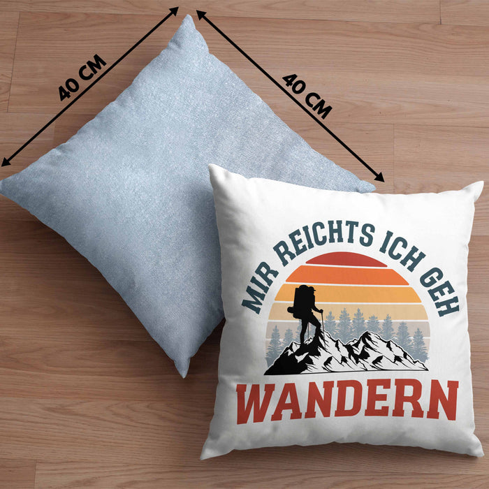 Mir Reichts Ich Geh Wandern Kissen mit Füllung 40x40 Geschenk Wander Kaffee Lustiger Spruch (Grau) Blau Trendation