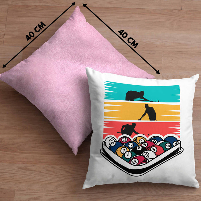 Billard Pool Kissen mit Füllung 40x40 Geschenk Queu Geschenkidee Spruch Grafik (Grau) Rosa Trendation