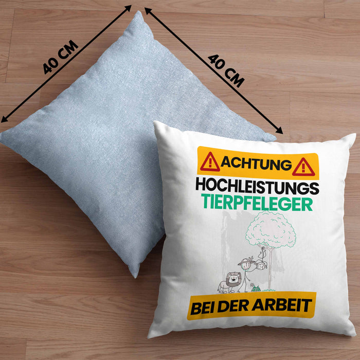 Tierpfleger Kissen mit Füllung 40x40 Geschenk Lustiger Spruch Geschenkidee für Tierpfleger Achtung Hochleistungs Tierpfleger Bei Der Arbeit (Grau) Blau Trendation