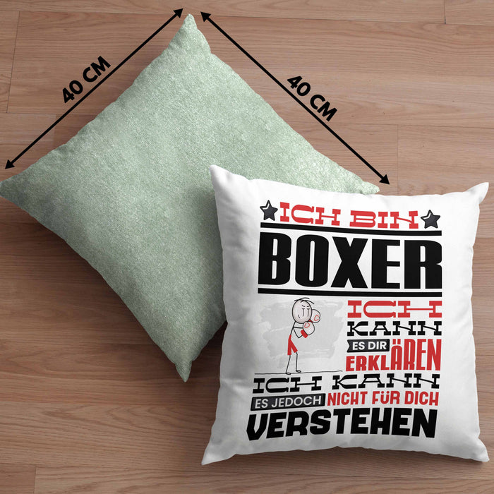 Boxer Geschenk Kaffee-Kissen mit Füllung 40x40 Geschenkidee für Boxer Ich Bin Boxer Ich Kann Es Dir Erklären Jedoch Nicht Für Dich Verstehen Spruch Lustig (Grau) Grün Trendation