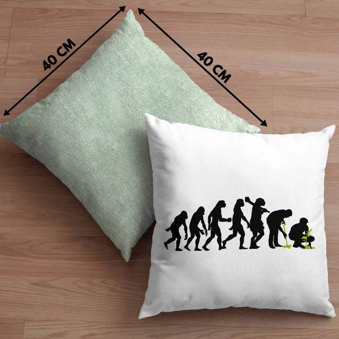 Gärtner Evolution Kissen mit Füllung 40x40 mit Spruch Garten Hobbygärtner Gärtner Geschenk Lustig Gärtnerin Geschenkidee (Grau) Grün Trendation