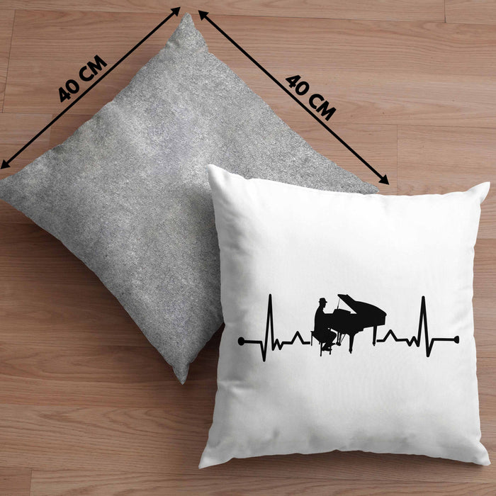 Piano-Spieler Kissen mit Füllung 40x40 Geschenk Klavier Geschenkidee Flügel Musiker Klavier Klavier-Spieler Herzschlag (Grau) Grau Trendation