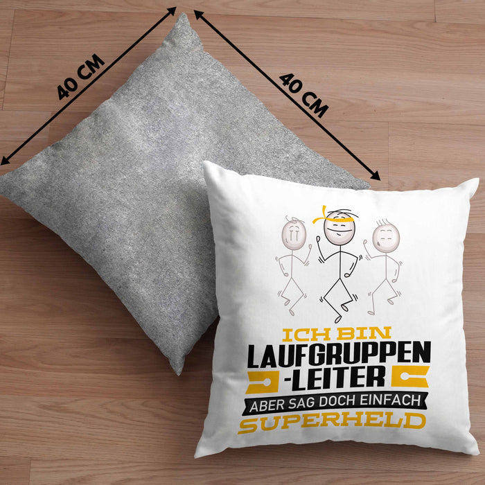 Laufgruppenleiter Geschenk Kissen mit Füllung 40x40 Ich Bin Laufgruppenleiter Aber Sag Doch Einfach Superheld Lustige Geschenkdiee für Laufgruppenleiter (Grau) Grau Trendation