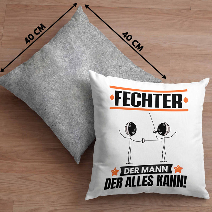 Fechter Kissen mit Füllung 40x40 Geschenk für Fechter Der Mann Der Alles Kann Geschenkidee zum Geburtstag (Grau) Grau Trendation