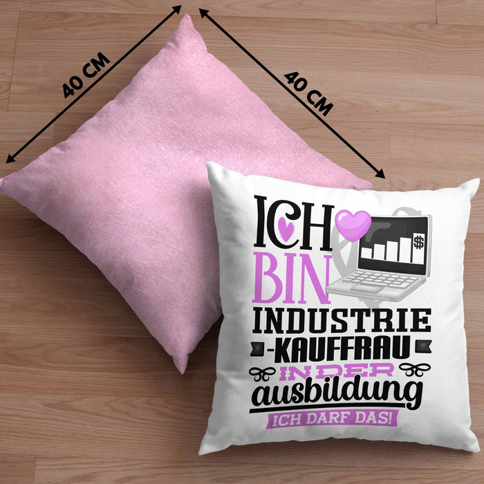 Industriekauffrau Ausbildung Start Geschenk Kissen mit Füllung 40x40 Ich Bin Industriekauffrau In Der Ausbildung Ich Darf Das Geschenkidee (Grau) Rosa Trendation