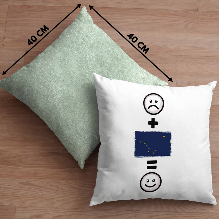 Alaska Kissen mit Füllung 40x40 Geschenk für Alaska-Liebhaber Urlaub Lustige Geschenkidee :( + Alaska Flagge = :) Geburtstag (Grau) Grün Trendation
