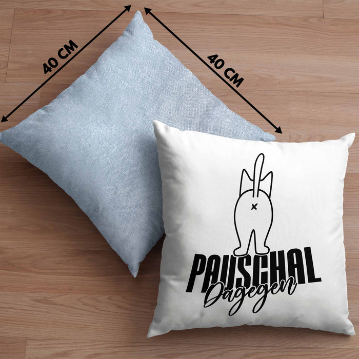 Katzen Kissen mit Füllung 40x40 Pauschal Dagegen Katze Katzenliebhaber Kater Geschenk Miau Katzenbesitzerin Geschenkidee Humor (Grau) Blau Trendation