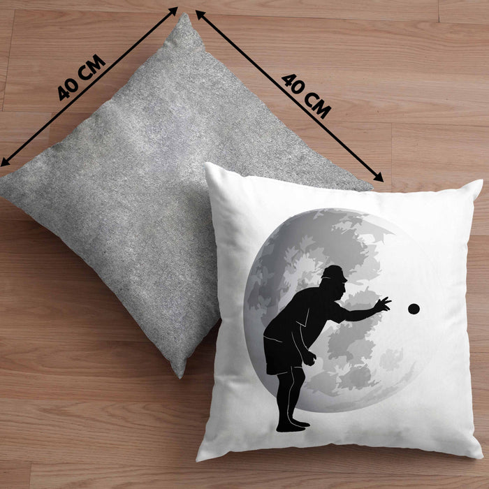 Boule Kissen mit Füllung 40x40 Geschenk Boule-Spieler Geschenkidee Grafik Mond Boule (Grau) Grau Trendation