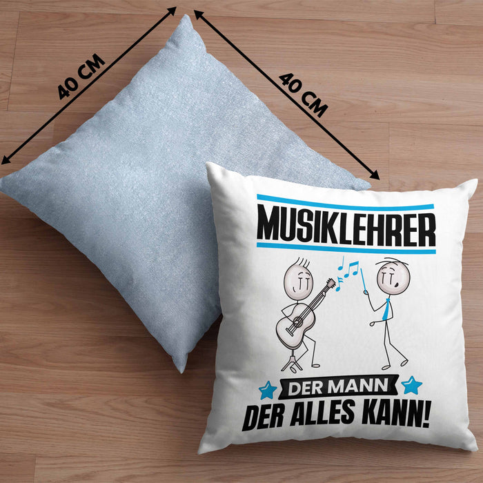 Musiklehrer Kissen mit Füllung 40x40 Geschenk für Musiklehrer Der Mann Der Alles Kann Geschenkidee zum Geburtstag (Grau) Blau Trendation