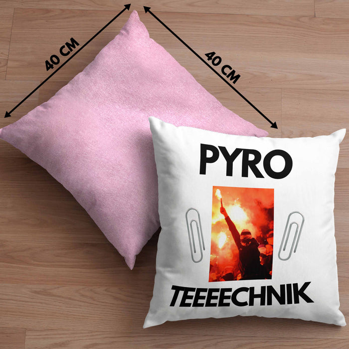 Pyrotechnik Kissen mit Füllung 40x40 Geschenk Pyrotechnik Ist Doch Kein Verbrechen Meme Joke (Grau) Rosa Trendation