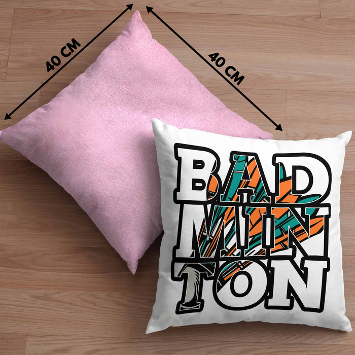 Badminton-Kissen mit Füllung 40x40 Geschenk für Badminton-Spieler Badminton-Trainer (Grau) Rosa Trendation