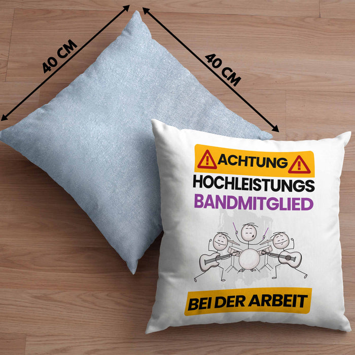 Bandmitglied Kissen mit Füllung 40x40 Geschenk Lustiger Spruch Geschenkidee für Bandmitglied Achtung Hochleistungs Bandmitglied Bei Der Arbeit (Grau) Blau Trendation