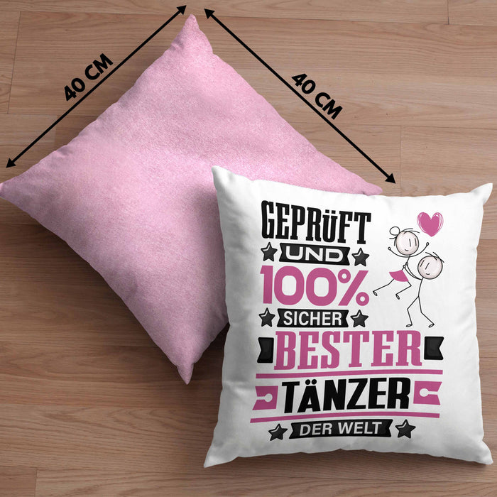 Tänzer Geschenk Lustiger Spruch für Tänzer Geschenkidee Bester Tänzer Der WeltKissen mit Füllung 40x40 (Grau) Rosa Trendation