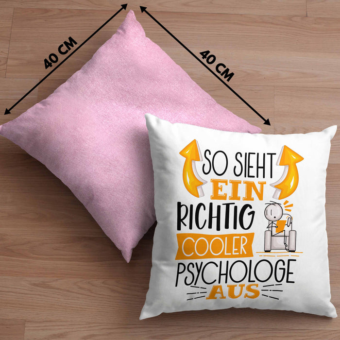 Psychologe Kissen mit Füllung 40x40 Geschenk So Sieht Ein RIchtig Cooler Psychologe Aus Geschenkidee Lustiger Spruch Geburtstag (Grau) Rosa Trendation