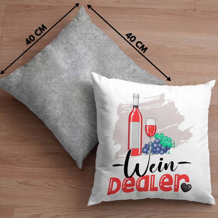 Wein Dealer Kissen mit Füllung 40x40 Geschenk für Weinverkäufer Geburtstag Spruch Geschenkidee Bester Weinverkäufer Weinhändler (Grau) Grau Trendation