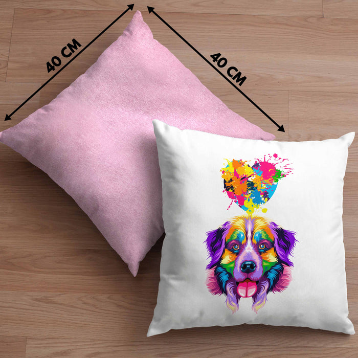 Border Collie Herz Farbe Besitzer Kissen mit Füllung 40x40 Geschenk Lustiger Spruch Geschenkidee Border Collie Liebhaber (Grau) Rosa Trendation