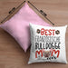 Französische Bulldogge Mom Besitzerin Kissen mit Füllung 40x40 Geschenk Lustiger Spruch Geschenkidee Besitzerin Französische Bulldogge Mama (Grau) Rosa Trendation