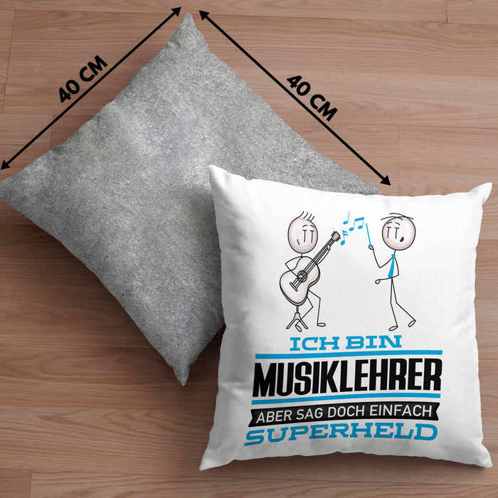 Musiklehrer Geschenk Kissen mit Füllung 40x40 Ich Bin Musiklehrer Aber Sag Doch Einfach Superheld Lustige Geschenkdiee für Musiklehrer (Grau) Grau Trendation