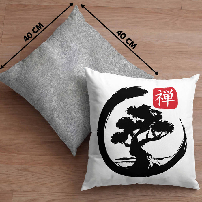 Lustige Bonsai Kissen mit Füllung 40x40 Geschenk für Bonsai-Liebhaber Silhoette (Grau) Grau Trendation