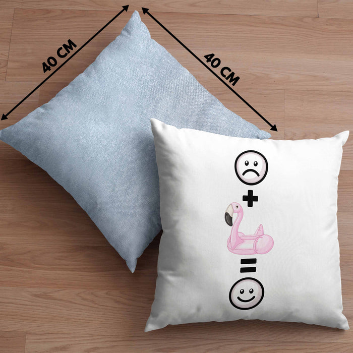 Pool Sommer Kissen mit Füllung 40x40 Geschenk für Sommer Fans Lustige Geschenkidee :( + Sommer = :) Geburtstag (Grau) Blau Trendation