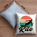 Kitesurfing Kissen mit Füllung 40x40 Geschenk für Kitesurfer Geschenkidee Vintage Grafik (Grau) Blau Trendation
