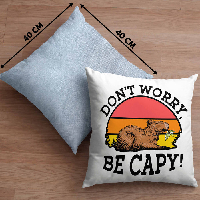 Lustige Kissen mit Füllung 40x40 "Don't Worry Be Cappy" lustiges Geschenk für Capybara-Liebhaber (Grau) Blau Trendation