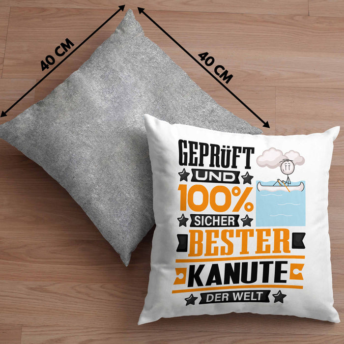 Kanute Geschenk Lustiger Spruch für Kanute Geschenkidee Bester Kanute Der WeltKissen mit Füllung 40x40 (Grau) Grau Trendation