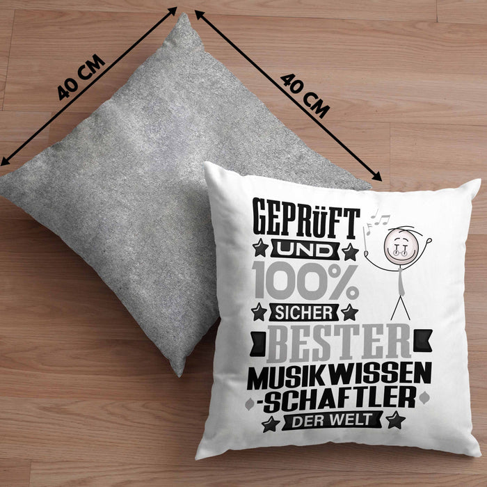 Musikwissenschaftler Geschenk Lustiger Spruch für Musikwissenschaftler Geschenkidee Bester Musikwissenschaftler Der WeltKissen mit Füllung 40x40 (Grau) Grau Trendation