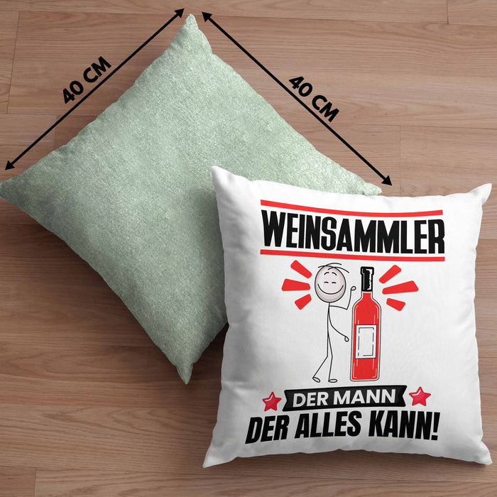 Weinsammler Kissen mit Füllung 40x40 Geschenk für Weinsammler Der Mann Der Alles Kann Geschenkidee zum Geburtstag (Grau) Grün Trendation