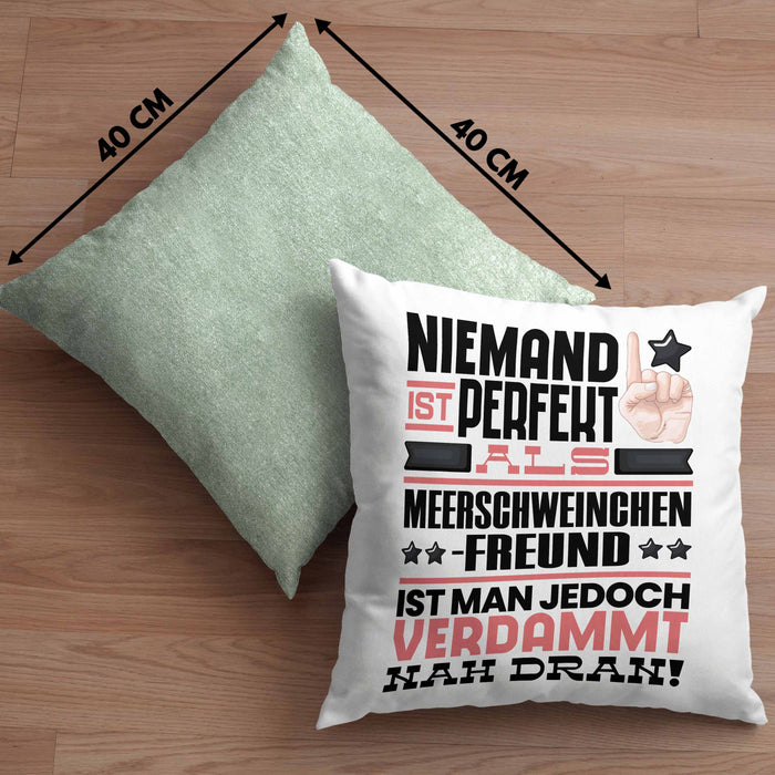Meerschweinchenfreund Geschenk Kissen mit Füllung 40x40 Lustige Geschenkidee für Meerschweinchenfreund Geburtstag Niemand Ist Perfekt Aber Als Meerschweinchenfreund Ist Man Nah Dran (Grau) Grün Trendation