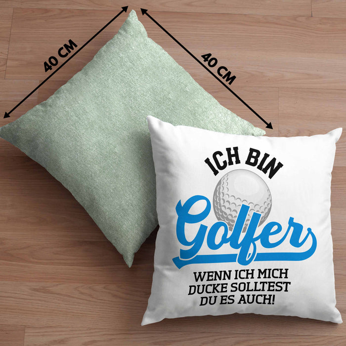 Golf Geschenke Für Männer Frauen Kinder Lustig Kissen mit Füllung 40x40 mit Spruch Golfspieler Kissen mit Füllung 40x40 Damen Witzig (Grau) Grün Trendation