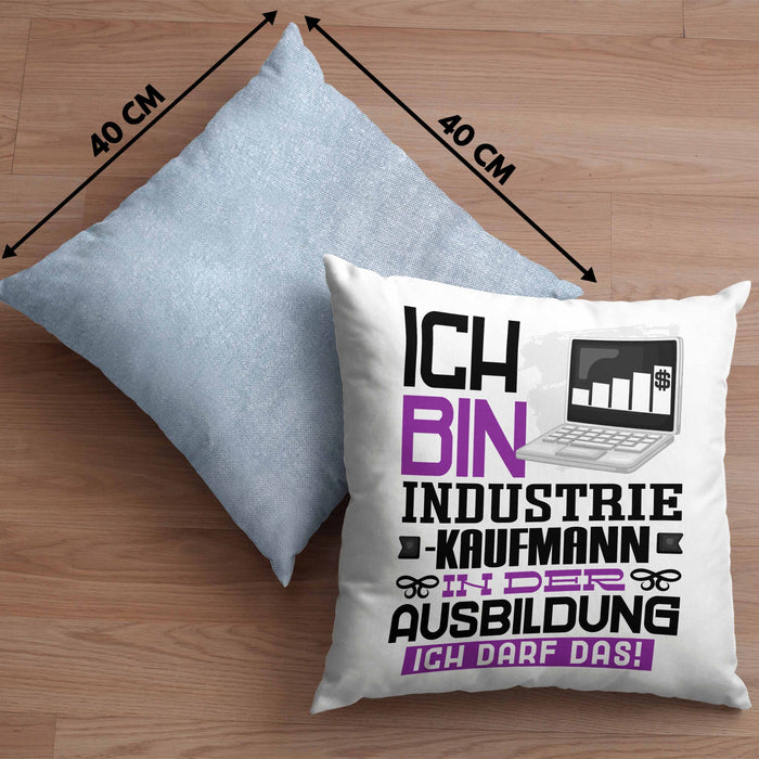 Industriekaufmann Ausbildung Kissen mit Füllung 40x40 Geschenk Ich Bin Industriekaufmann In Der Ausbildung Ich Darf Das Geschenkidee Spruch (Grau) Blau Trendation